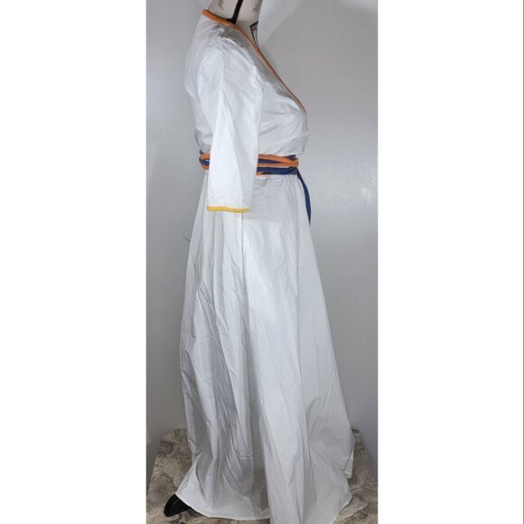 Rosie Assoulin White Cotton Multi Colored Strap Wrap Dress, Small, Resort 2018 - Picture 4 of 7